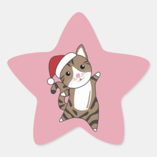 Weihnachtsschnee Wintertiere Katzen Star Sticke Stern-Aufkleber