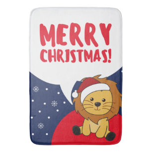 Weihnachtsschnee Wintertiere Löwen Bath Mat Badematte