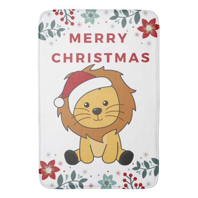 Weihnachtsschnee Wintertiere Löwen Bath Mat Badematte (Vorderseite Vertikal)