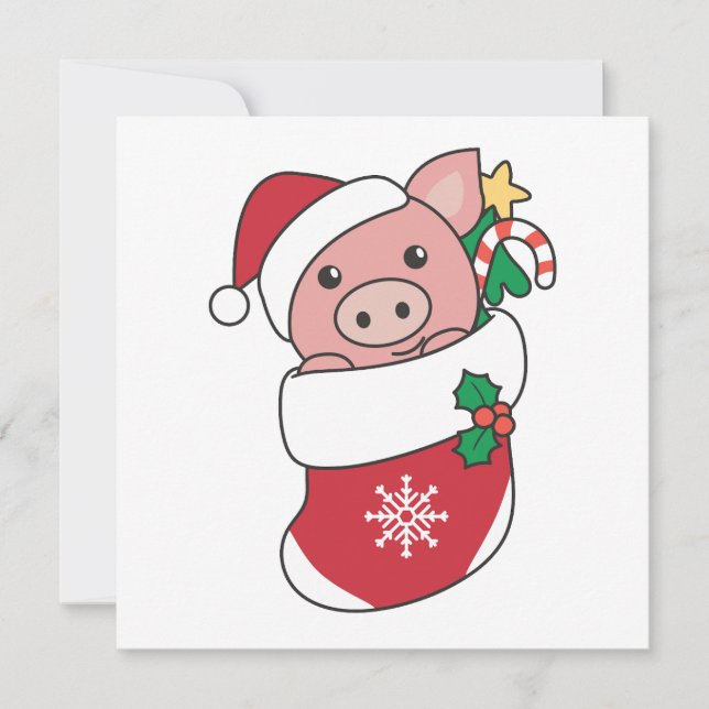 Weihnachtsschnee Wintertiere Schweine Weihnachtswa Feiertagskarte (Vorderseite)