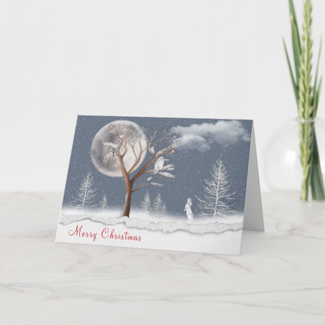 Weihnachtsschneeauge und Kaninchen Karte (Vorderseite)