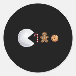 Weihnachtsschneeball isst Candy Cane Gingerbread B Runder Aufkleber