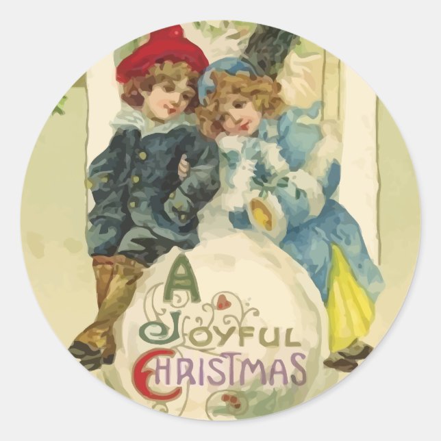 Weihnachtsschneeball-Stickers Runder Aufkleber (Vorderseite)