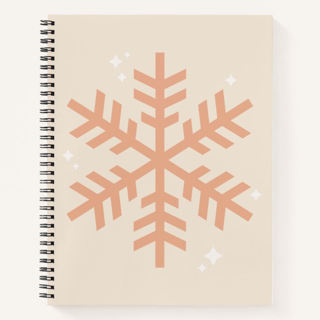 Weihnachtsschneeflocke Beige Notizbuch (Vorderseite)