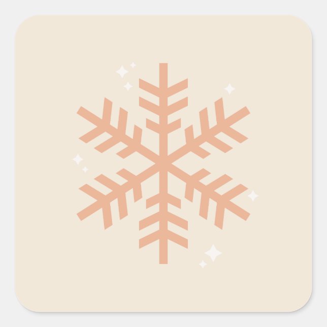 Weihnachtsschneeflocke Beige Quadratischer Aufkleber (Vorderseite)