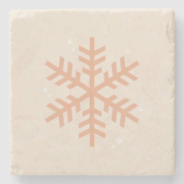 Weihnachtsschneeflocke Beige Steinuntersetzer (Vorderseite)