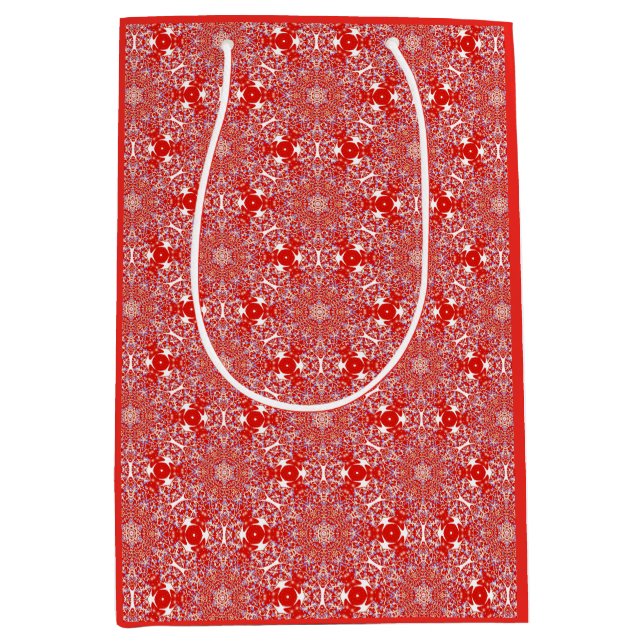 Weihnachtsschneeflocke Luxuspattern Rot Mittlere Geschenktüte (Vorderseite)