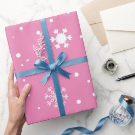 Weihnachtsschneeflocke mit rosa und weißem Polka-P Geschenkpapier