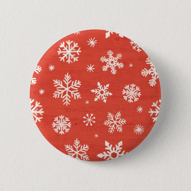 Weihnachtsschneeflocke-Muster Button (Vorderseite)