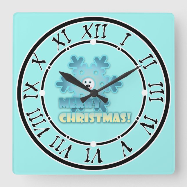 Weihnachtsschneeflocke Quadratische Wanduhr (Vorderseite)