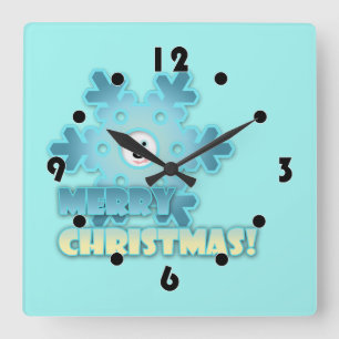Weihnachtsschneeflocke Quadratische Wanduhr