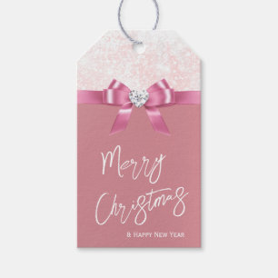 Weihnachtsschneeflocke Rosa Ribbon Diamond Geschenkanhänger