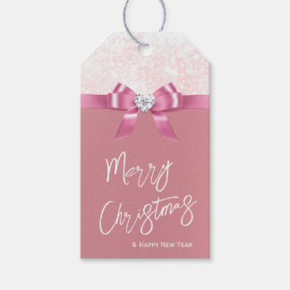 Weihnachtsschneeflocke Rosa Ribbon Diamond Geschenkanhänger