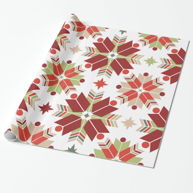 Weihnachtsschneeflocke-Skandinaviermuster Geschenkpapier (Ungerollt)