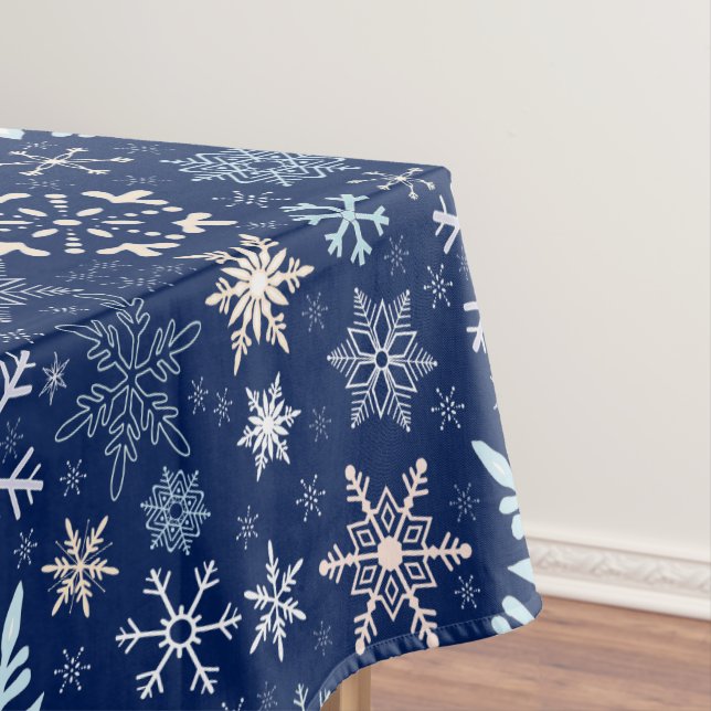 Weihnachtsschneeflocke-skandinavisches tiefes Blau Tischdecke (Beispiel)