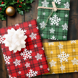 Weihnachtsschneeflocke Tartan Wrapping Paper Geschenkpapier Set