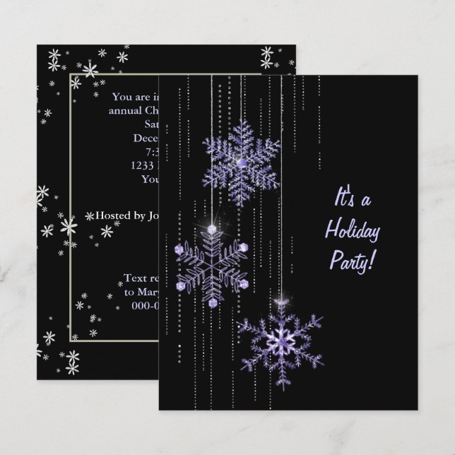 Weihnachtsschneeflocke und Diamant-Party Einladung (Vorne/Hinten)