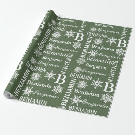 Weihnachtsschneeflocke Wiederholungsname Personali Geschenkpapier
