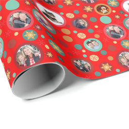 Weihnachtsschneeflocken 8 Lieblings-Fotos Rot Geschenkpapier