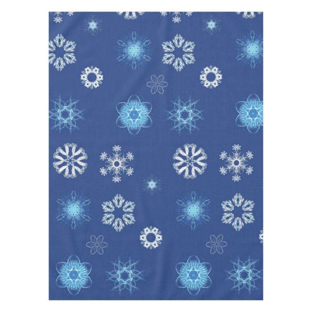 Weihnachtsschneeflocken auf blau tischdecke (Vorderseite)