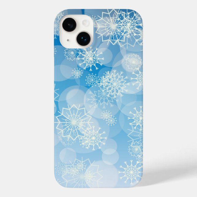 Weihnachtsschneeflocken auf blauem Hintergrund Case-Mate iPhone 14 Plus Hülle (Rückseite)