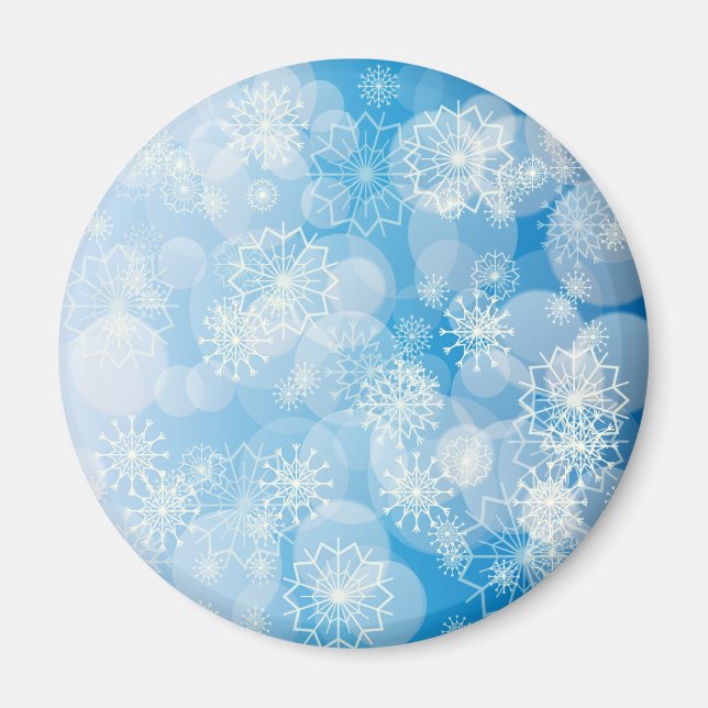 Weihnachtsschneeflocken auf blauem Hintergrund Magnet (Vorne)