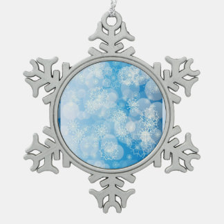 Weihnachtsschneeflocken auf blauem Hintergrund Schneeflocken Zinn-Ornament