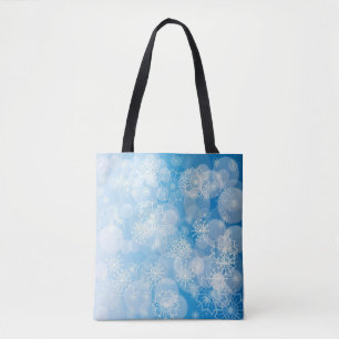 Weihnachtsschneeflocken auf blauem Hintergrund Tasche