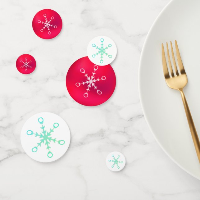 Weihnachtsschneeflocken auf dem roten und weißen T Konfetti (Gruppe)