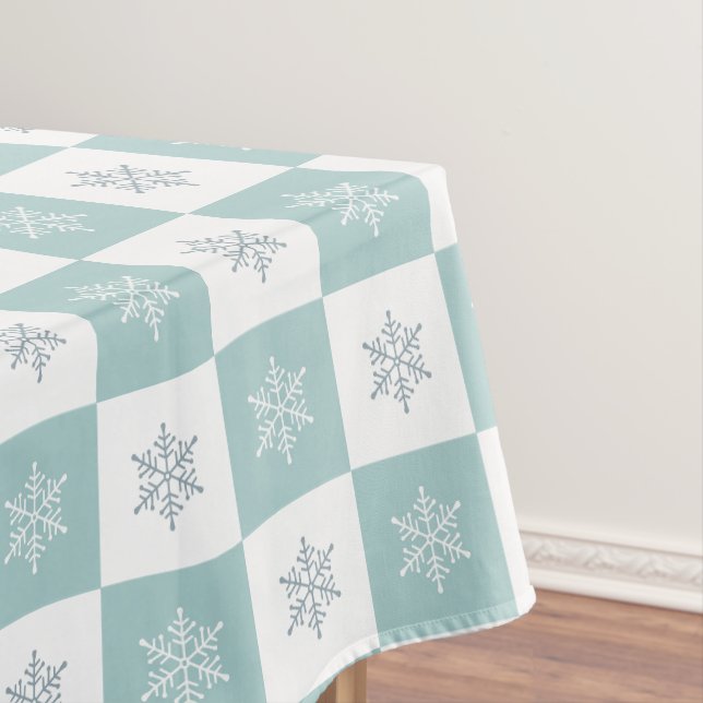 Weihnachtsschneeflocken auf Mystery Light Blue & W Tischdecke (Beispiel)
