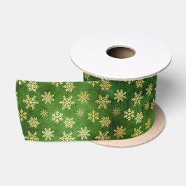 Weihnachtsschneeflocken aus Gold auf Green Satinband