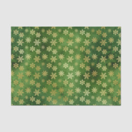 Weihnachtsschneeflocken aus Gold auf Green Seidenpapier