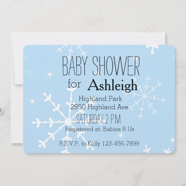 Weihnachtsschneeflocken Babydusche Einladung (Vorderseite)