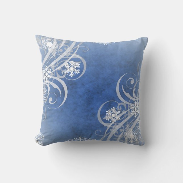 Weihnachtsschneeflocken blau kissen (Vorderseite)