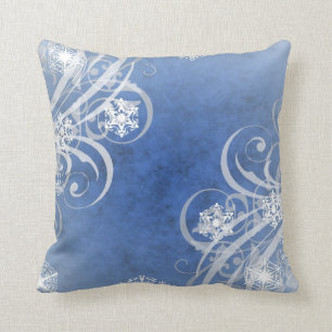 Weihnachtsschneeflocken blau kissen