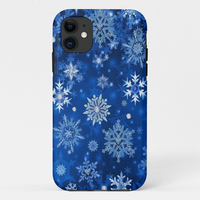 Weihnachtsschneeflocken Blau und Silber Case-Mate iPhone Hülle (Rückseite)