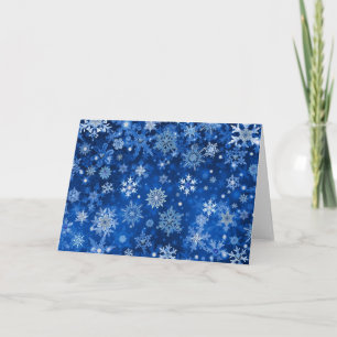Weihnachtsschneeflocken Blau und Silber Feiertagskarte
