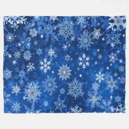 Weihnachtsschneeflocken Blau und Silber Fleecedecke