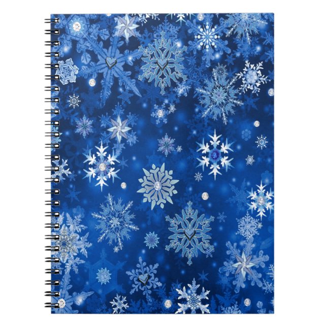 Weihnachtsschneeflocken Blau und Silber Notizblock (Vorderseite)