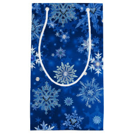 Weihnachtsschneeflocken Blau- und Silbergeschenkta Kleine Geschenktüte
