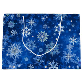 Weihnachtsschneeflocken Blau und Silberne große Ge Geschenktüte