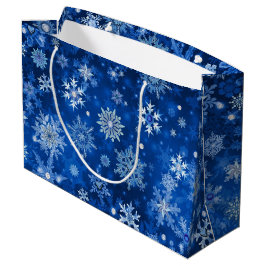 Weihnachtsschneeflocken Blau und Silberne große Ge Geschenktüte