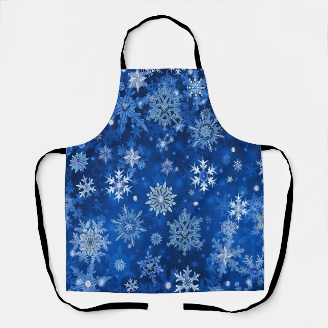 Weihnachtsschneeflocken Blau und Silberne Schürze (Vorderseite)