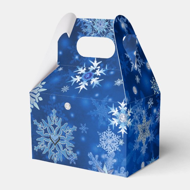 Weihnachtsschneeflocken Blau und Silver Favor Box Geschenkschachtel (Vorderseite)