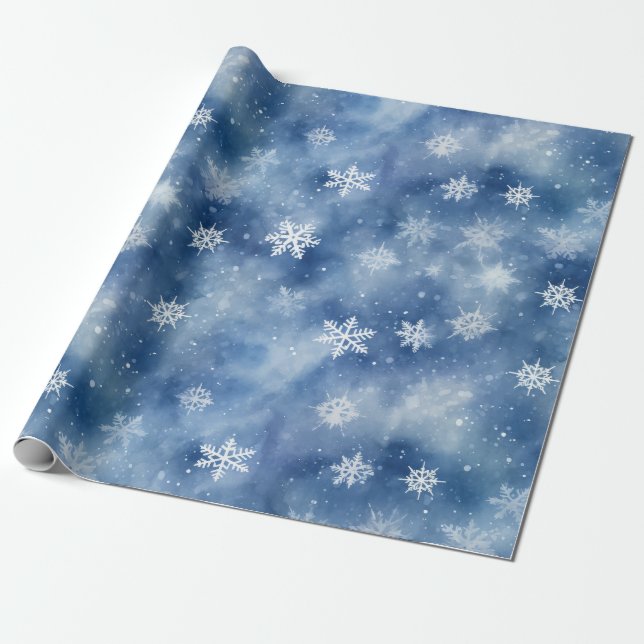 Weihnachtsschneeflocken Blue Sky Geschenkpapier (Ungerollt)