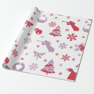 Weihnachtsschneeflocken, Engel und Baummuster Geschenkpapier