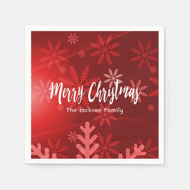 Weihnachtsschneeflocken Familienname Serviette (Vorderseite)