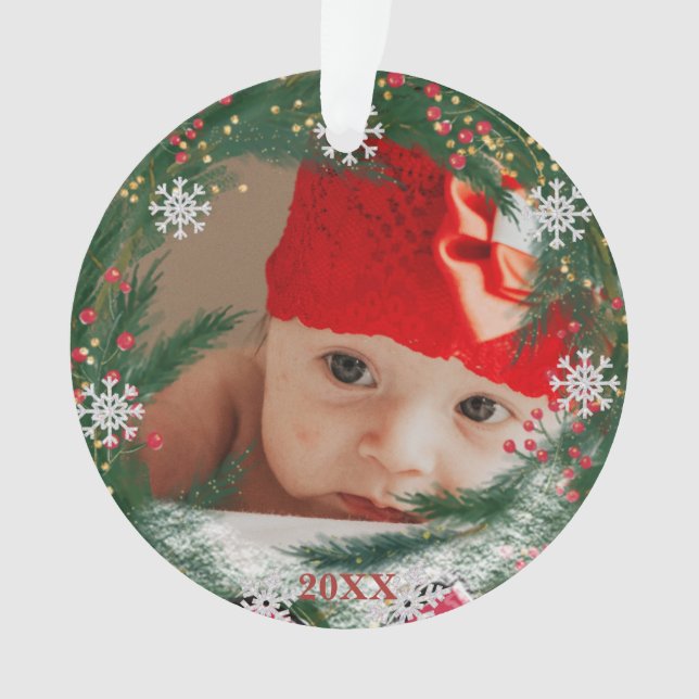 *~* Weihnachtsschneeflocken FOTO Baby AP44 Schneem Ornament (Vorderseite)