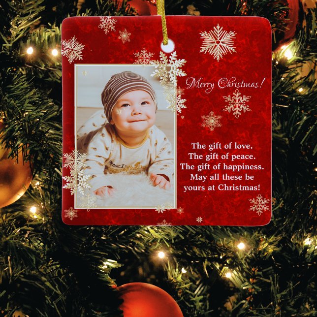 Weihnachtsschneeflocken Foto wünscht Keramikornament (Von Creator hochgeladen)