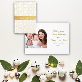 Weihnachtsschneeflocken Gold Personalisiertes Foto Folienkarte